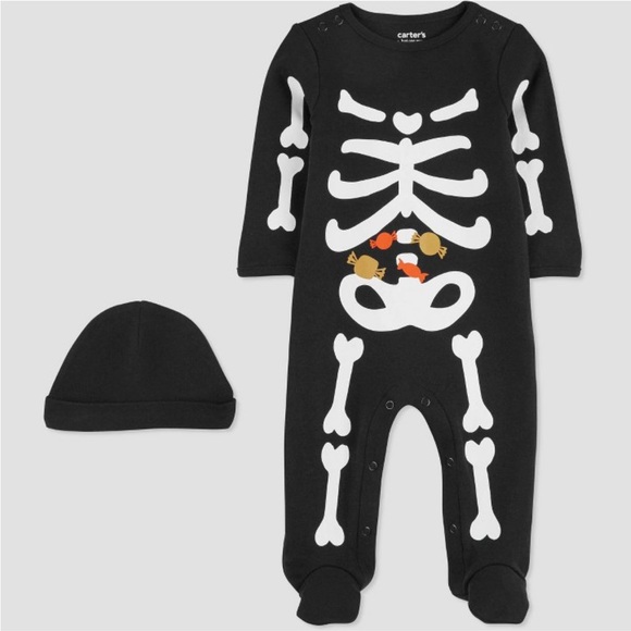 Carter’s Baby Skeleton Sleep and Play Footsie & Hat Size 3 Months NEW - Picture 5 of 5
